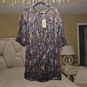 Walter Baker Silk Multicolor Abstract Mini Dress Size S